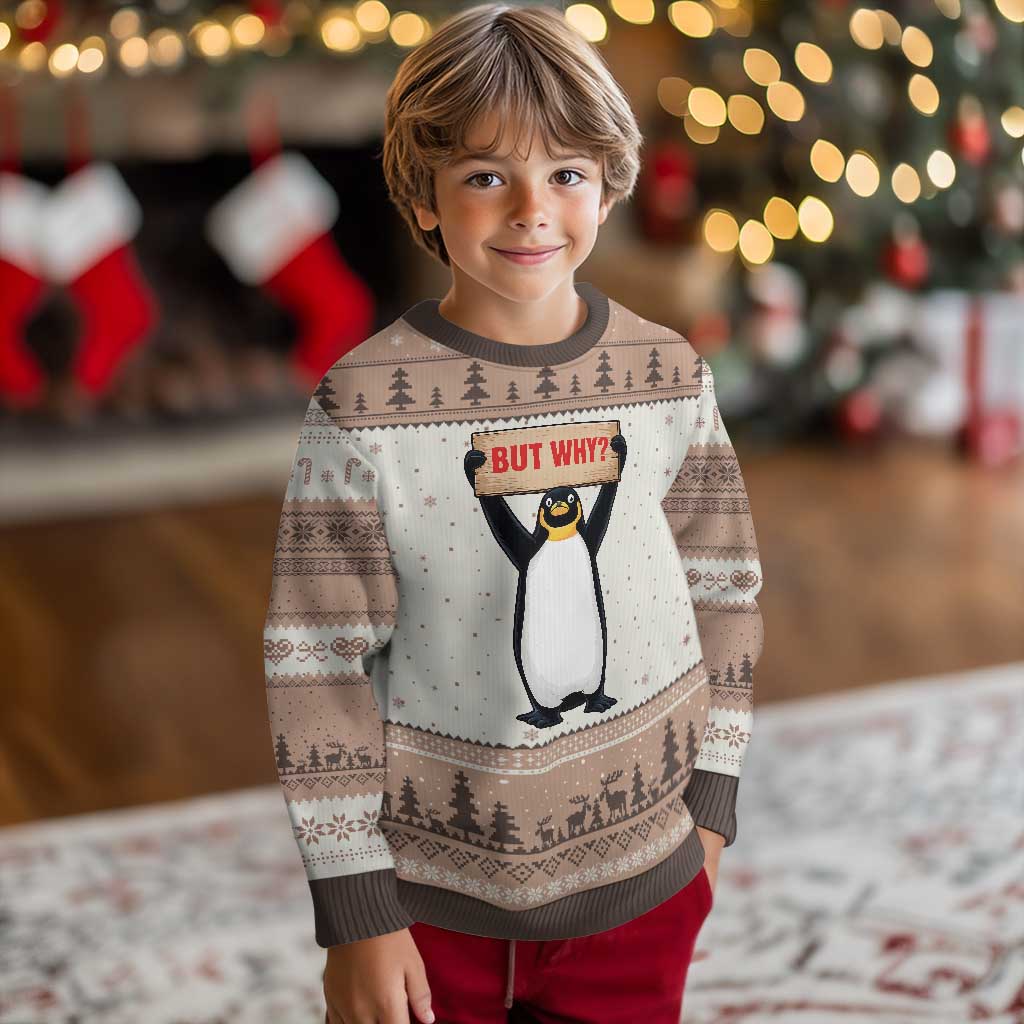 But Why Penguin Ugly Christmas Sweater Funny Nihilist Penguin Hiking Meme
