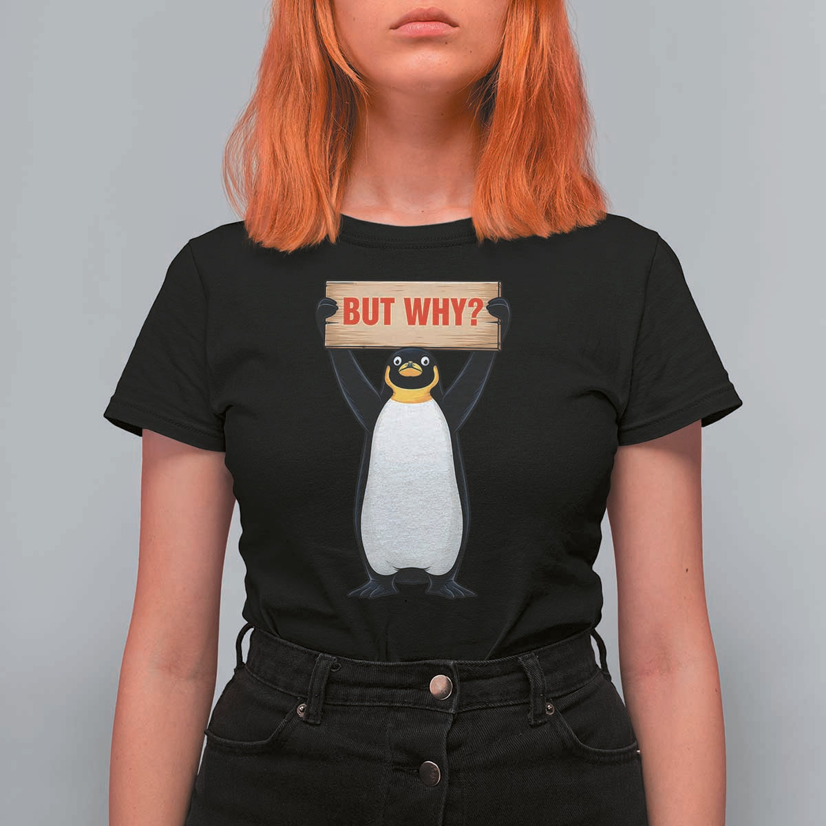 But Why Penguin T Shirt For Women Funny Nihilist Penguin Hiking Meme