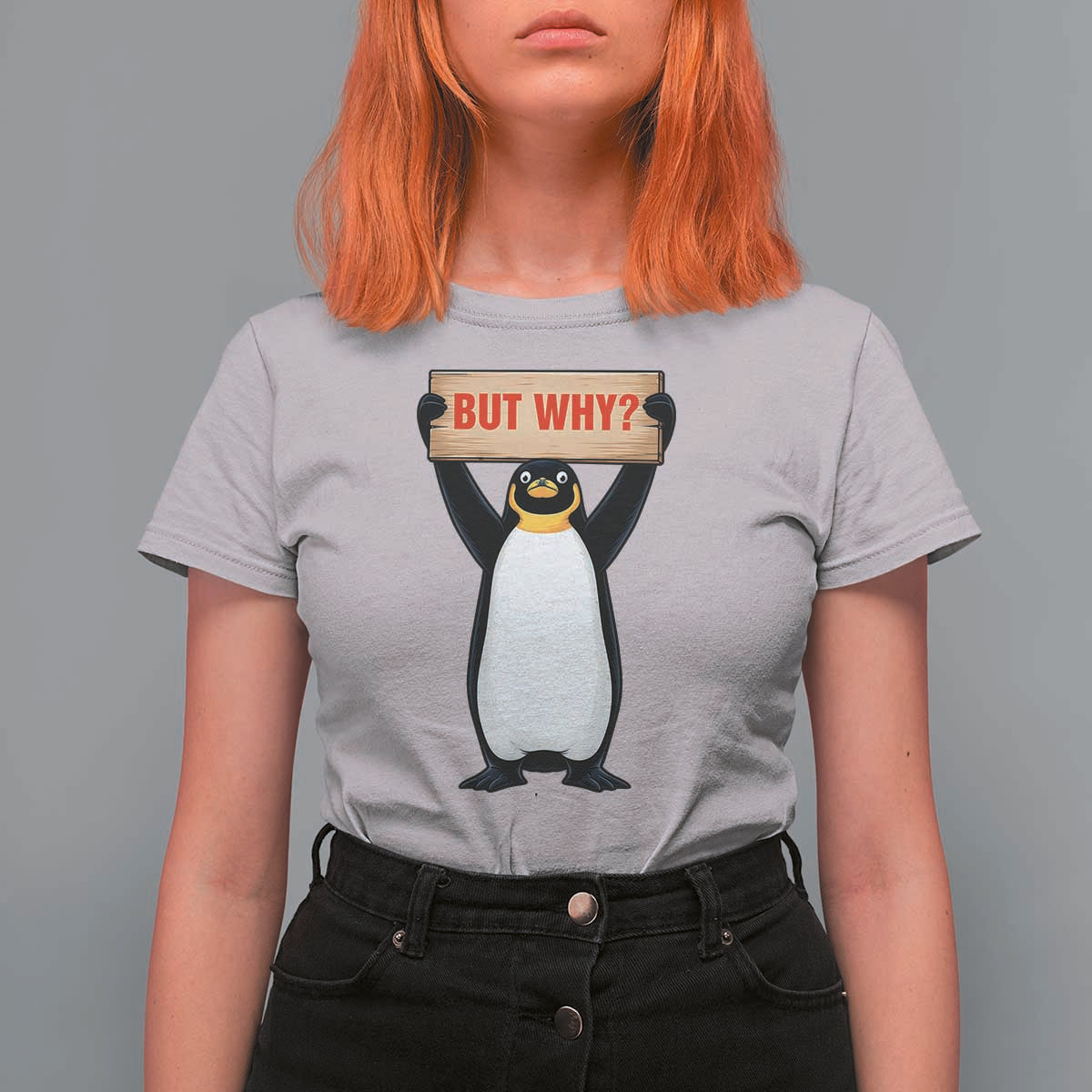 But Why Penguin T Shirt For Women Funny Nihilist Penguin Hiking Meme