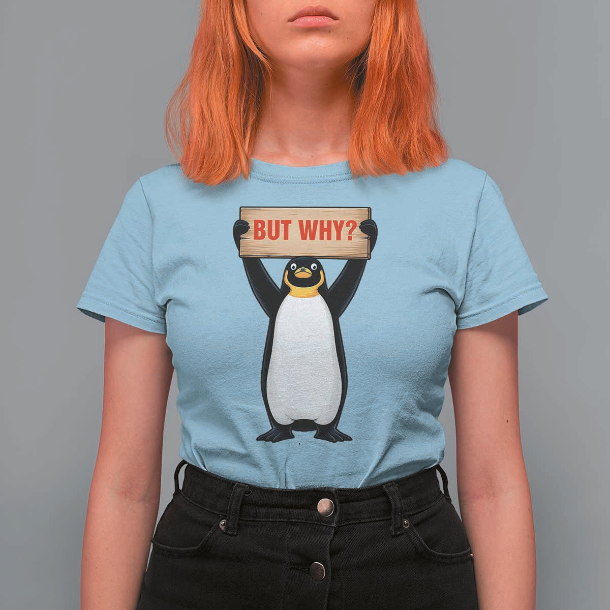 But Why Penguin T Shirt For Women Funny Nihilist Penguin Hiking Meme