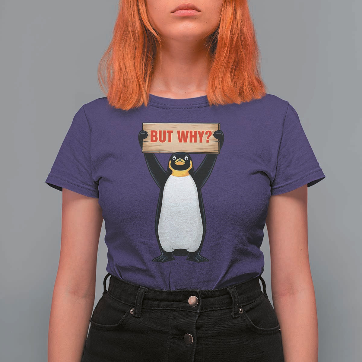 But Why Penguin T Shirt For Women Funny Nihilist Penguin Hiking Meme