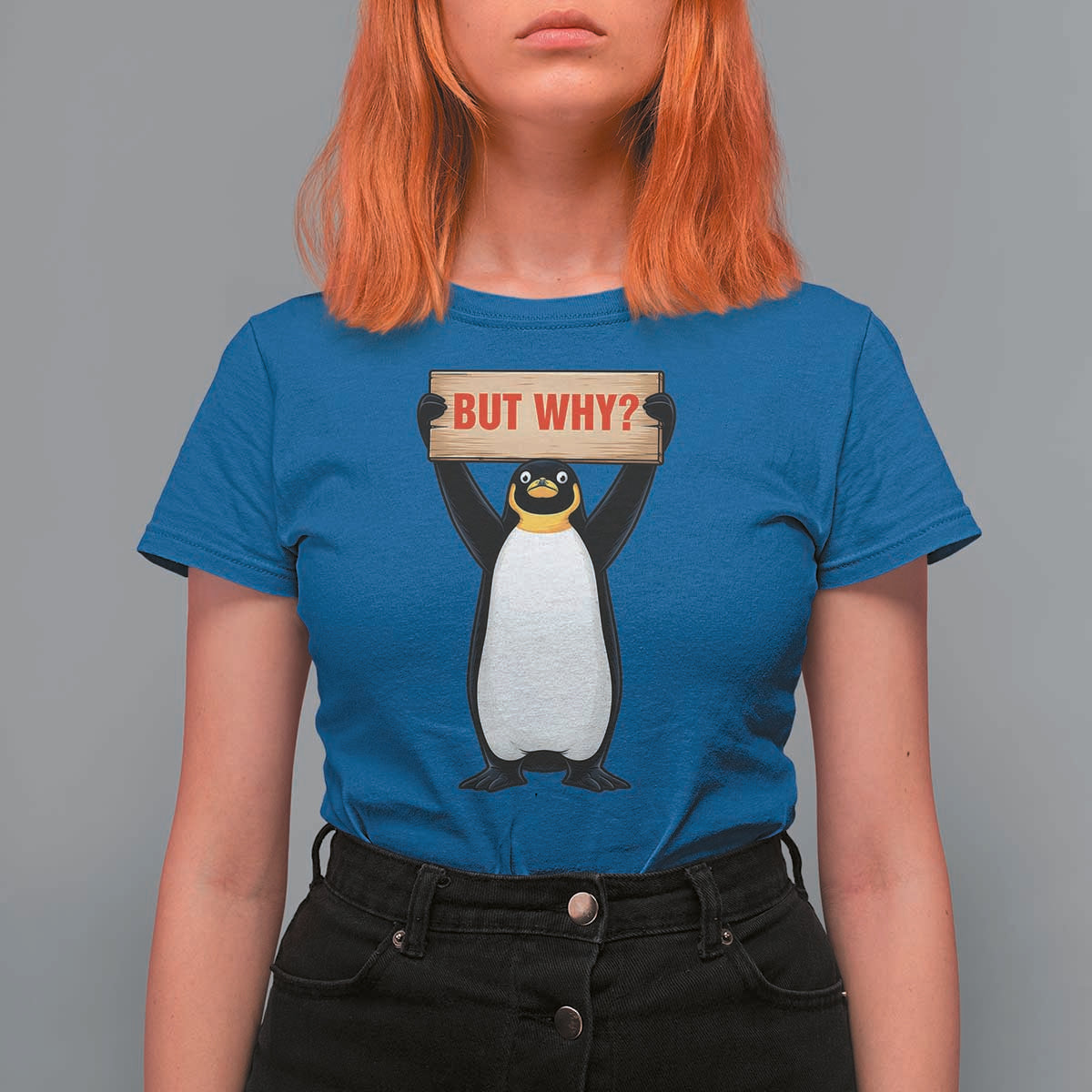 But Why Penguin T Shirt For Women Funny Nihilist Penguin Hiking Meme