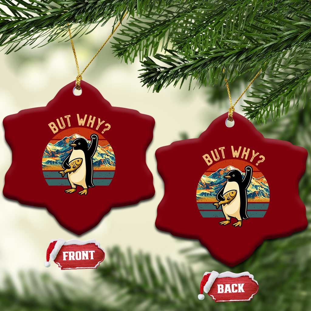 But Why Penguin Ceramic Ornament Nihilist Penguin Mountain Hiking