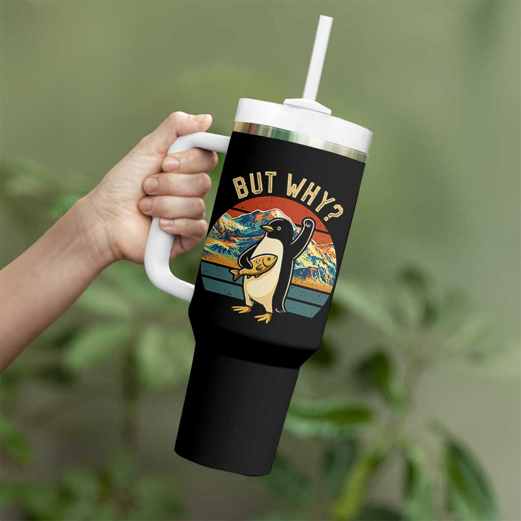 But Why Penguin Tumbler With Handle Nihilist Penguin Mountain Hiking