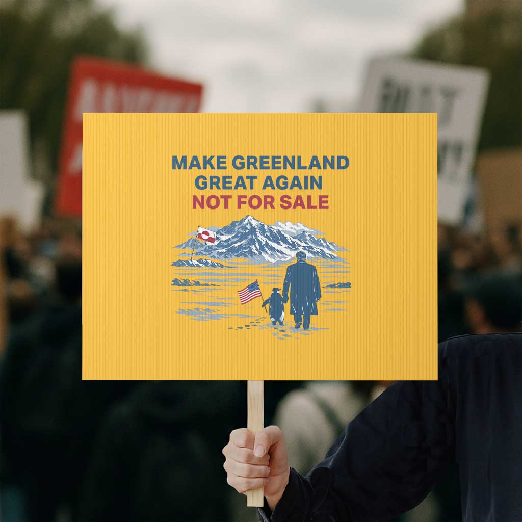 Greenland Is Not for Sale Protest Sign Funny Nihilist Penguin Greenland Political Meme FDT