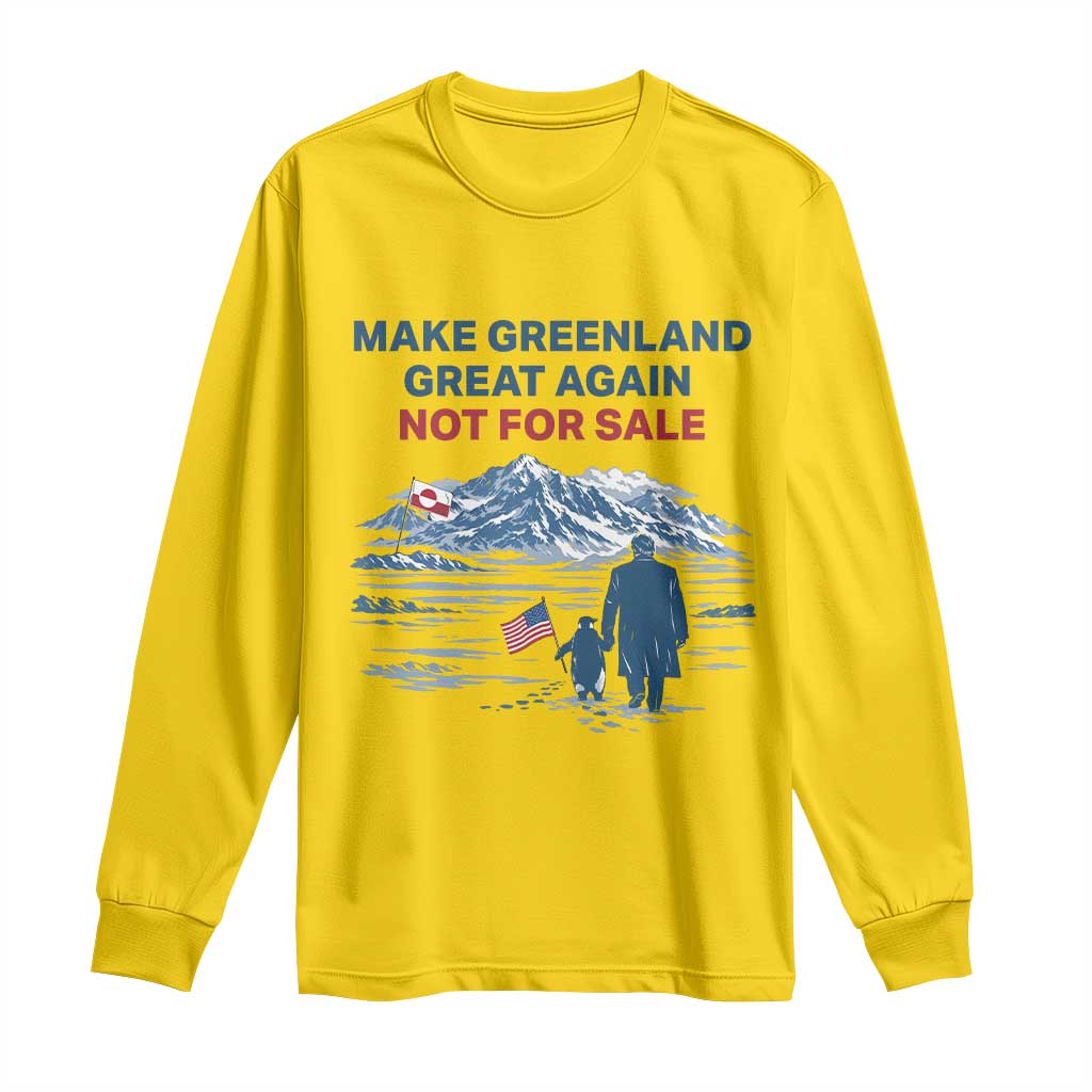 Greenland Is Not for Sale Long Sleeve Shirt Funny Nihilist Penguin Greenland Political Meme FDT