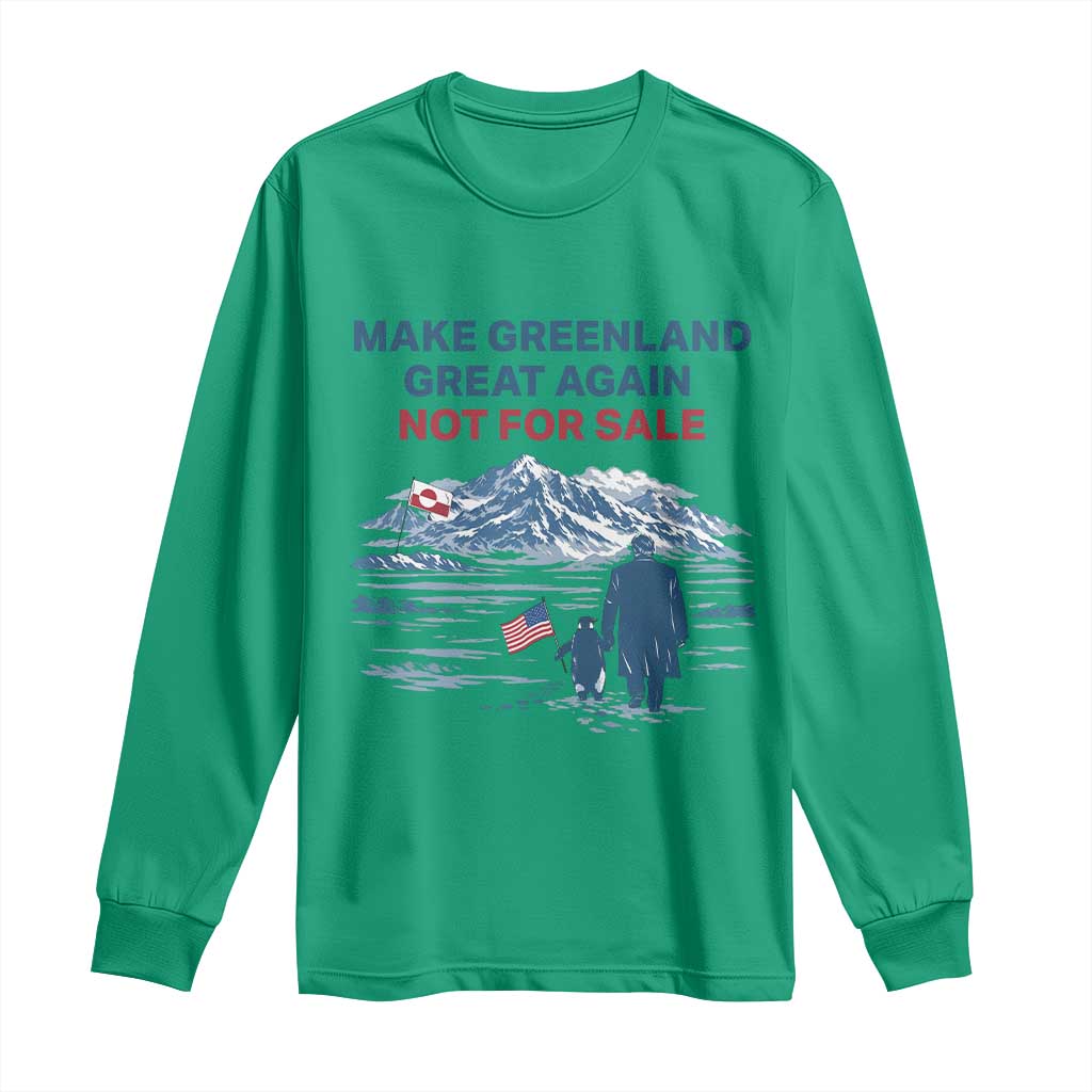 Greenland Is Not for Sale Long Sleeve Shirt Funny Nihilist Penguin Greenland Political Meme FDT