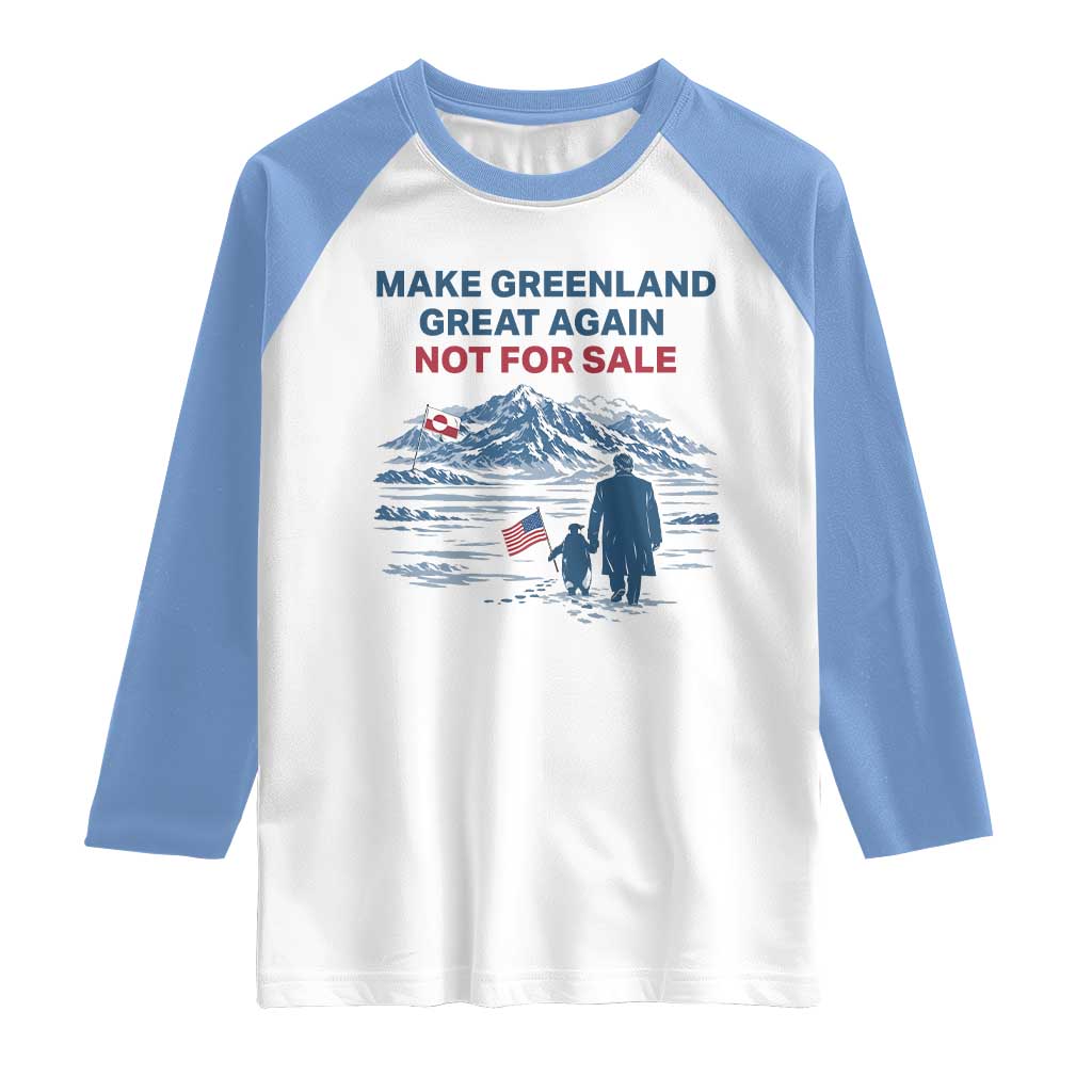 Greenland Is Not for Sale Raglan Shirt Funny Nihilist Penguin Greenland Political Meme FDT