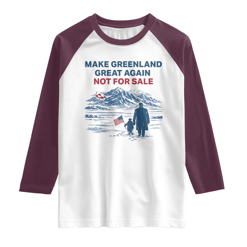 Greenland Is Not for Sale Raglan Shirt Funny Nihilist Penguin Greenland Political Meme FDT
