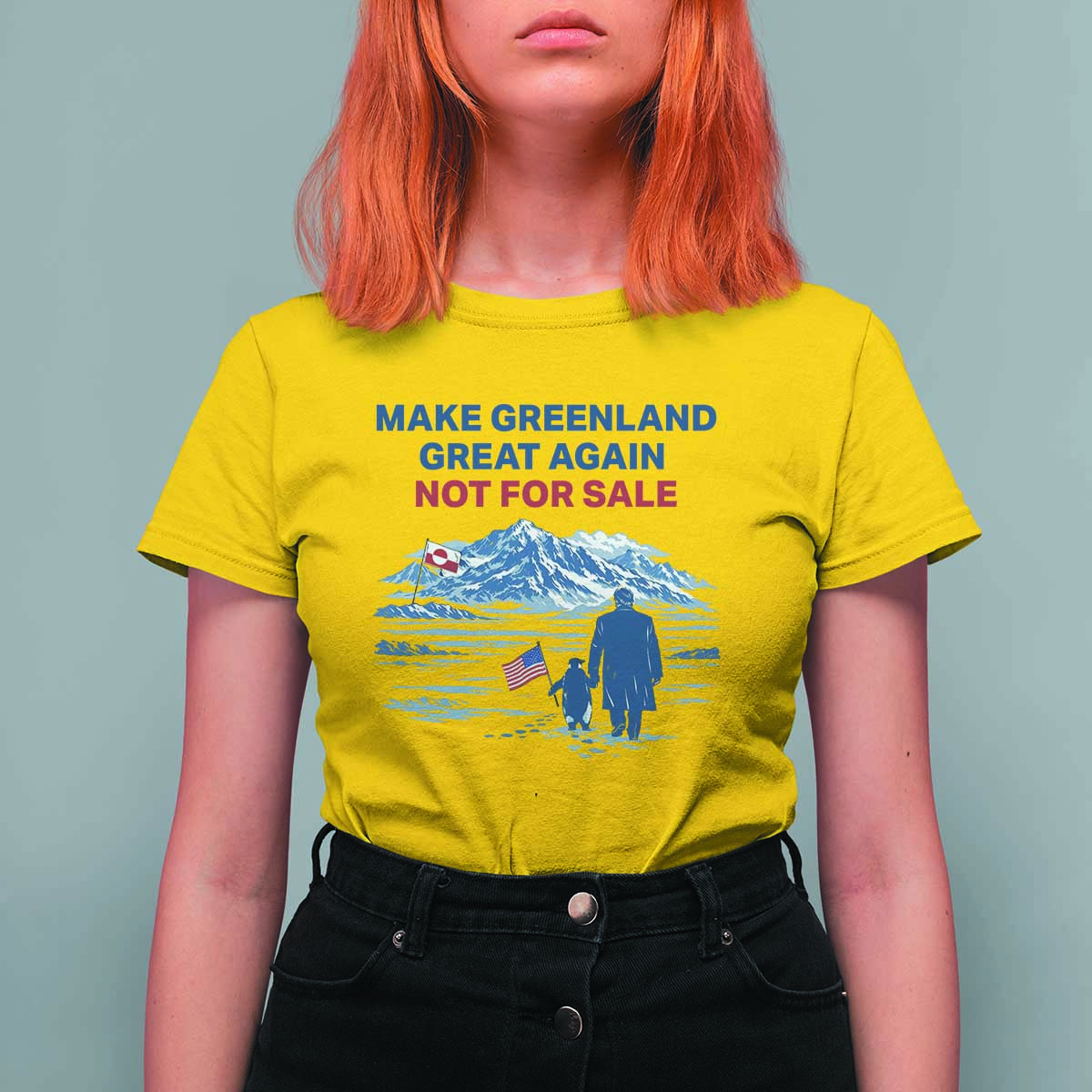 Greenland Is Not for Sale T Shirt For Women Funny Nihilist Penguin Greenland Political Meme FDT