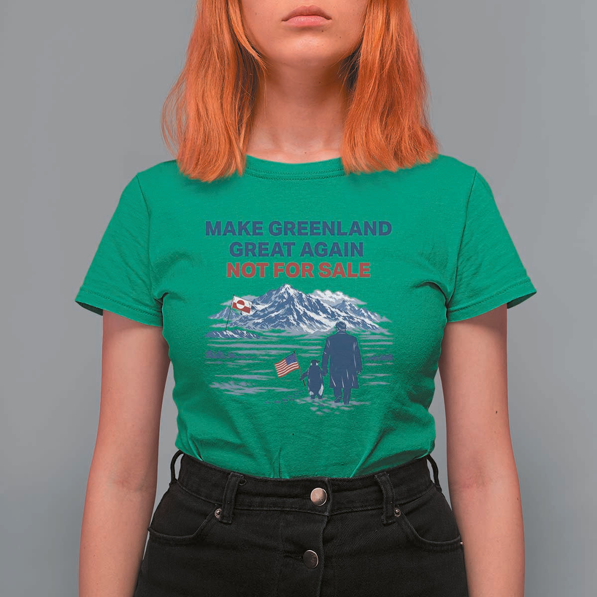 Greenland Is Not for Sale T Shirt For Women Funny Nihilist Penguin Greenland Political Meme FDT