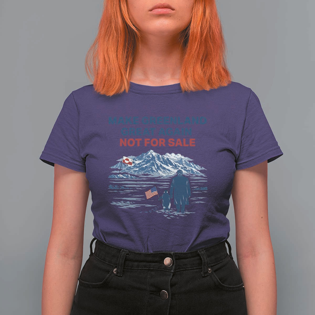 Greenland Is Not for Sale T Shirt For Women Funny Nihilist Penguin Greenland Political Meme FDT