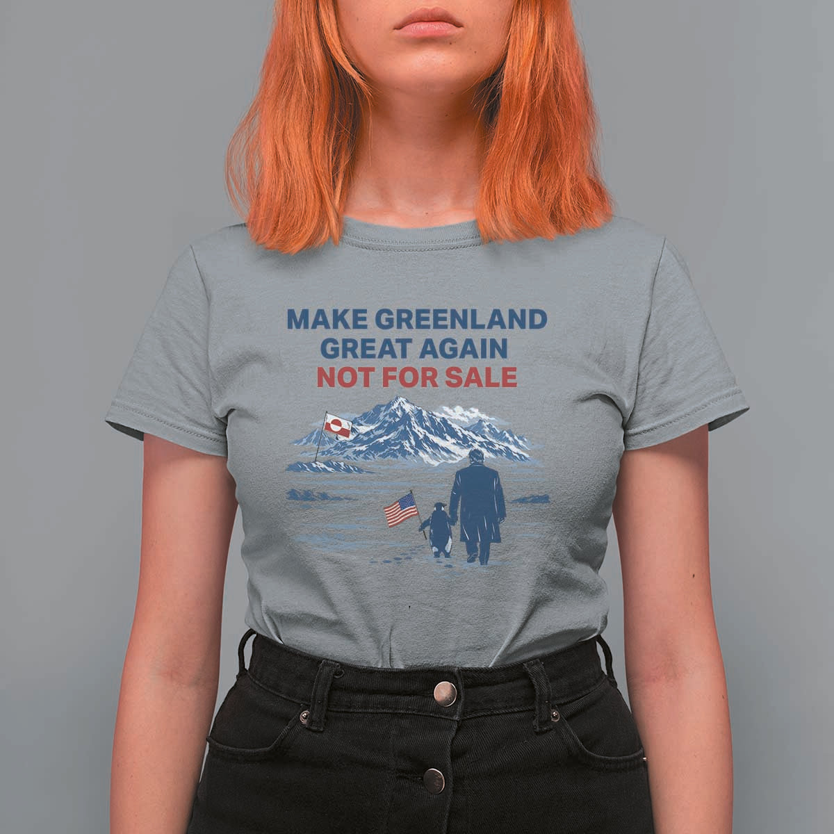 Greenland Is Not for Sale T Shirt For Women Funny Nihilist Penguin Greenland Political Meme FDT