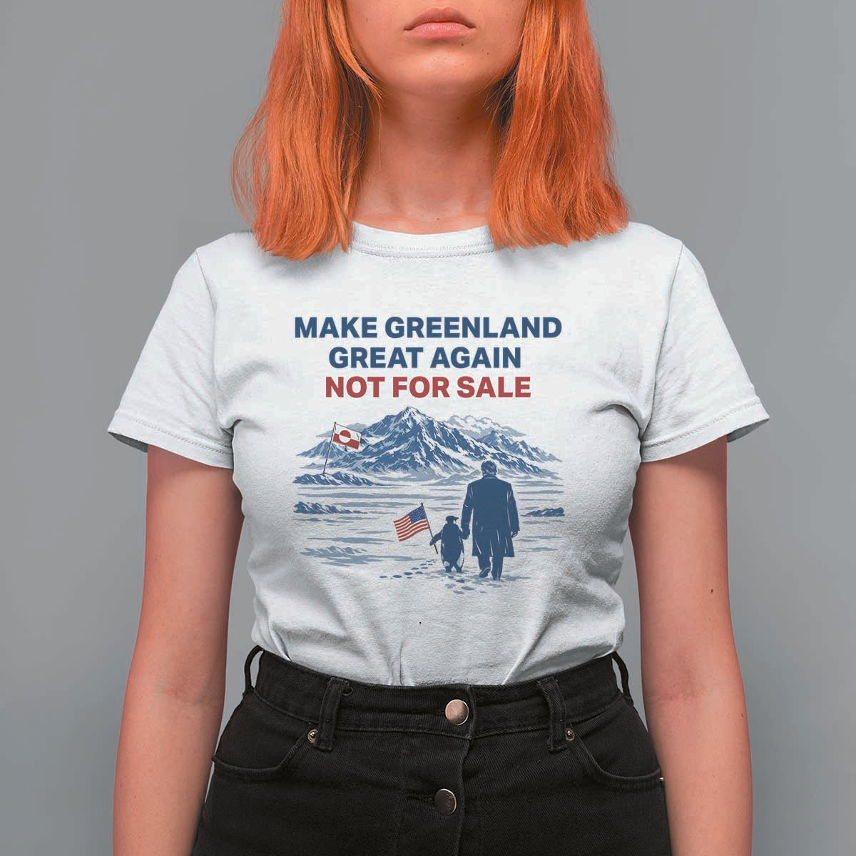 Greenland Is Not for Sale T Shirt For Women Funny Nihilist Penguin Greenland Political Meme FDT