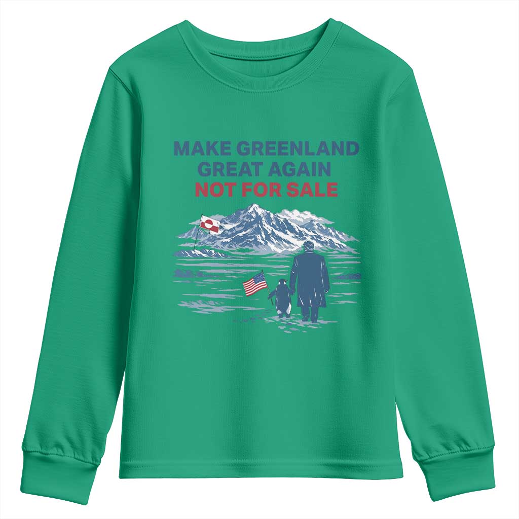 Greenland Is Not for Sale Youth Sweatshirt Funny Nihilist Penguin Greenland Political Meme FDT