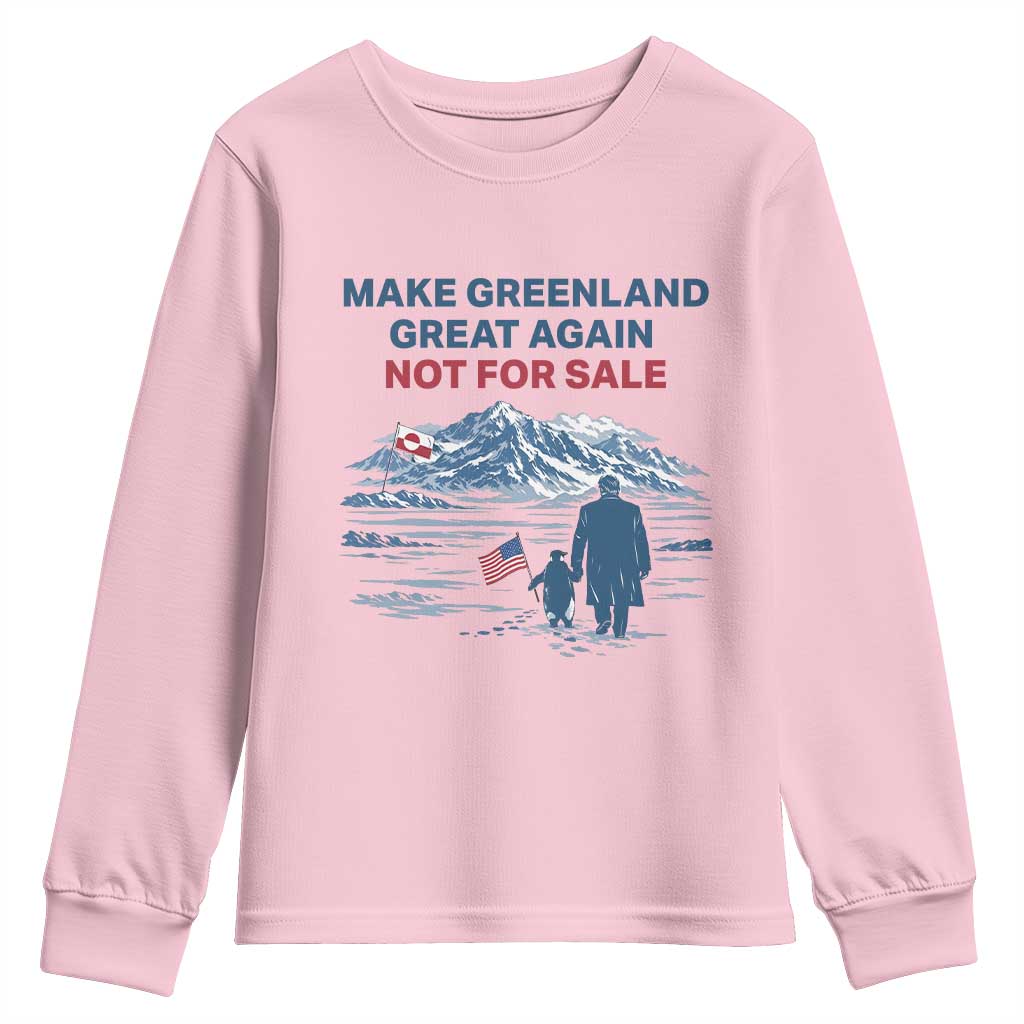 Greenland Is Not for Sale Youth Sweatshirt Funny Nihilist Penguin Greenland Political Meme FDT