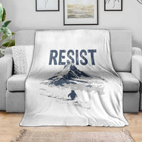 Funny Penguin Protest Throw Blanket Resist Penguin Mountain Hiking Meme