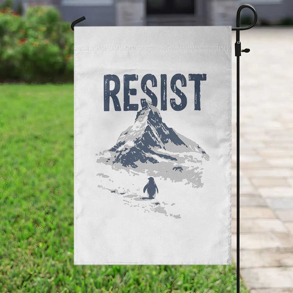 Funny Penguin Protest Garden Flag Resist Penguin Mountain Hiking Meme