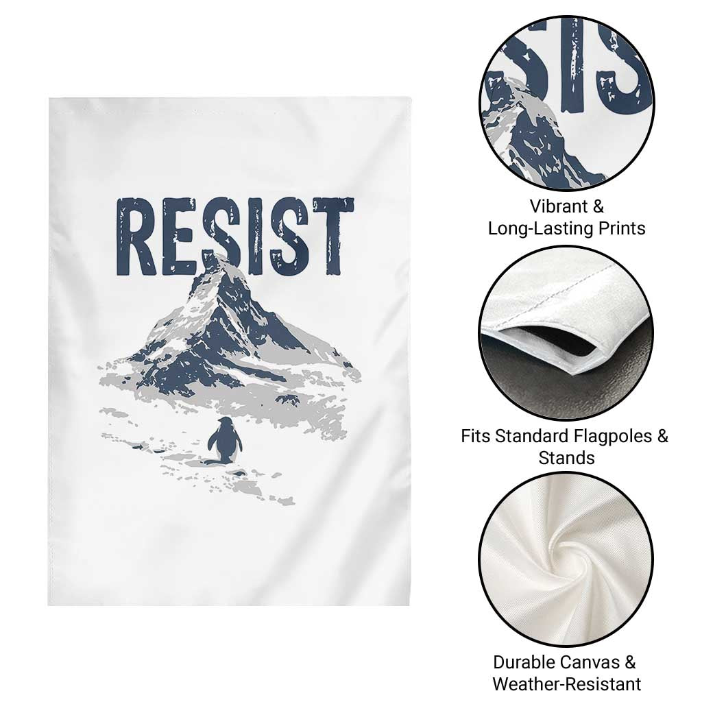 Funny Penguin Protest Garden Flag Resist Penguin Mountain Hiking Meme