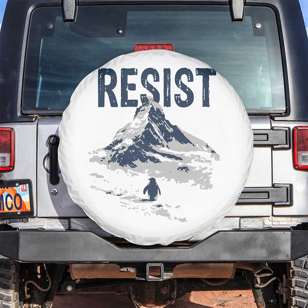 Funny Penguin Protest Spare Tire Cover Resist Penguin Mountain Hiking Meme