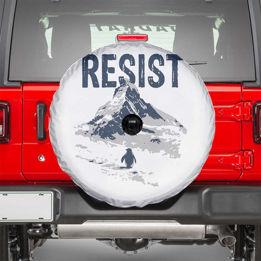Funny Penguin Protest Spare Tire Cover Resist Penguin Mountain Hiking Meme