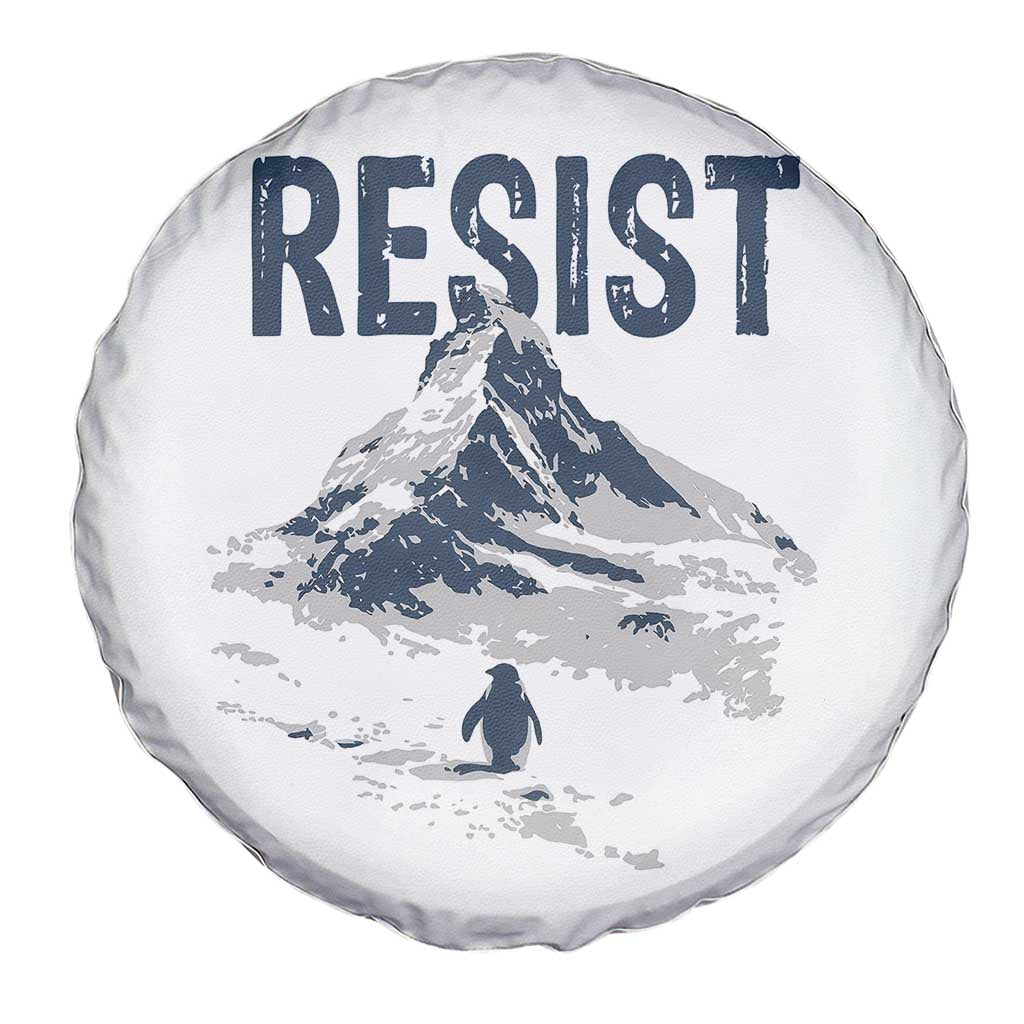 Funny Penguin Protest Spare Tire Cover Resist Penguin Mountain Hiking Meme