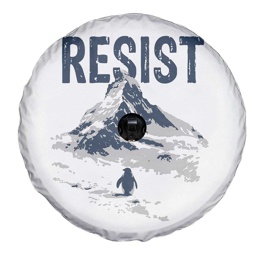 Funny Penguin Protest Spare Tire Cover Resist Penguin Mountain Hiking Meme