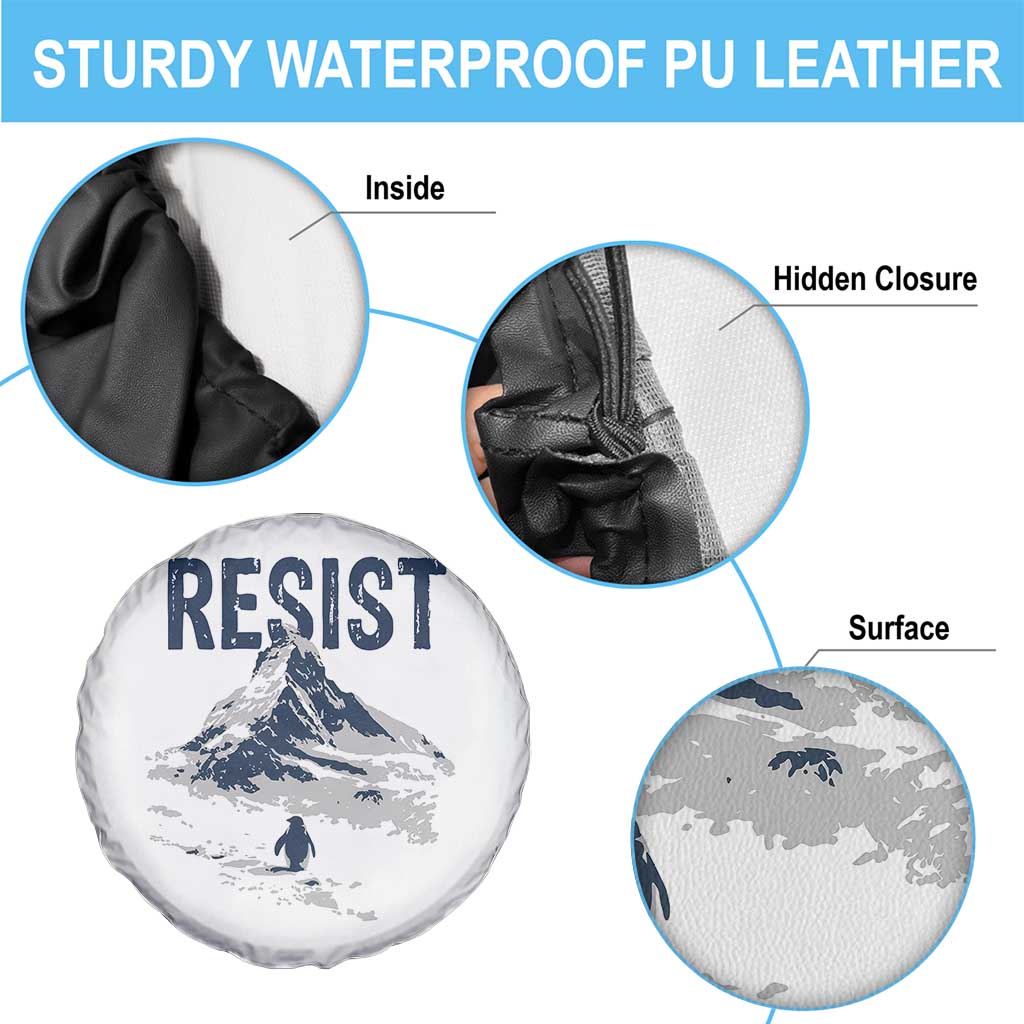 Funny Penguin Protest Spare Tire Cover Resist Penguin Mountain Hiking Meme