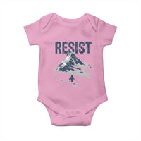 Funny Penguin Protest Baby Onesie Resist Penguin Mountain Hiking Meme