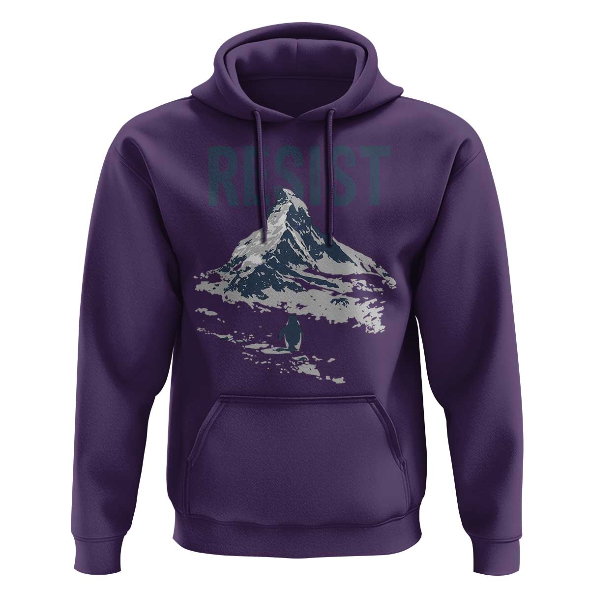 Funny Penguin Protest Hoodie Resist Penguin Mountain Hiking Meme