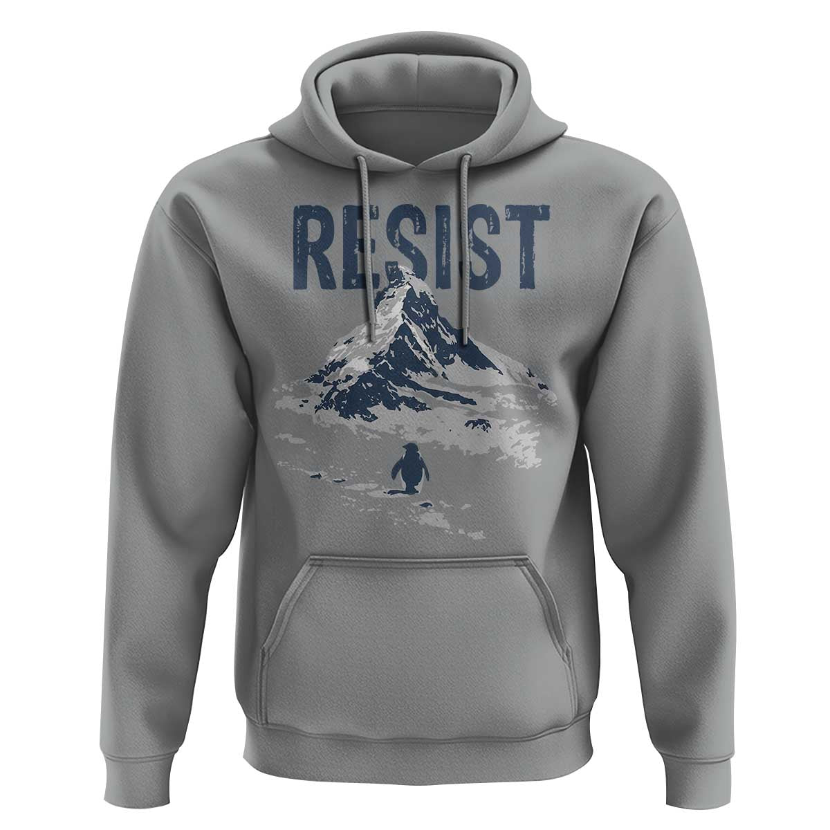 Funny Penguin Protest Hoodie Resist Penguin Mountain Hiking Meme