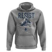 Funny Penguin Protest Hoodie Resist Penguin Mountain Hiking Meme
