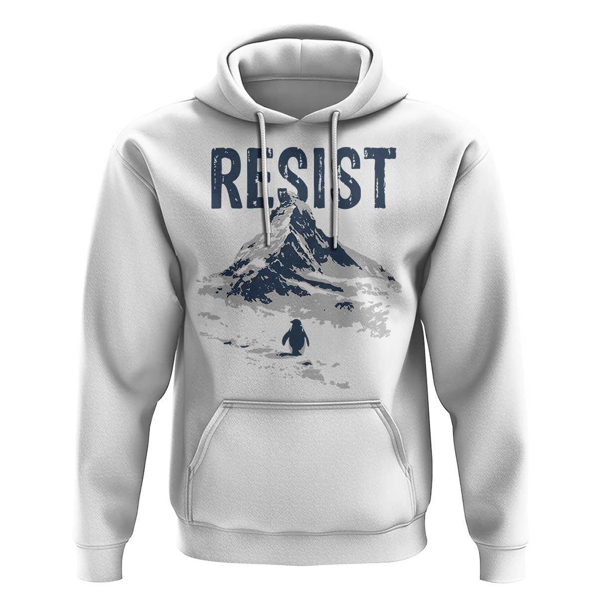Funny Penguin Protest Hoodie Resist Penguin Mountain Hiking Meme
