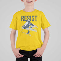 Funny Penguin Protest T Shirt For Kid Resist Penguin Mountain Hiking Meme