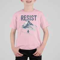 Funny Penguin Protest T Shirt For Kid Resist Penguin Mountain Hiking Meme