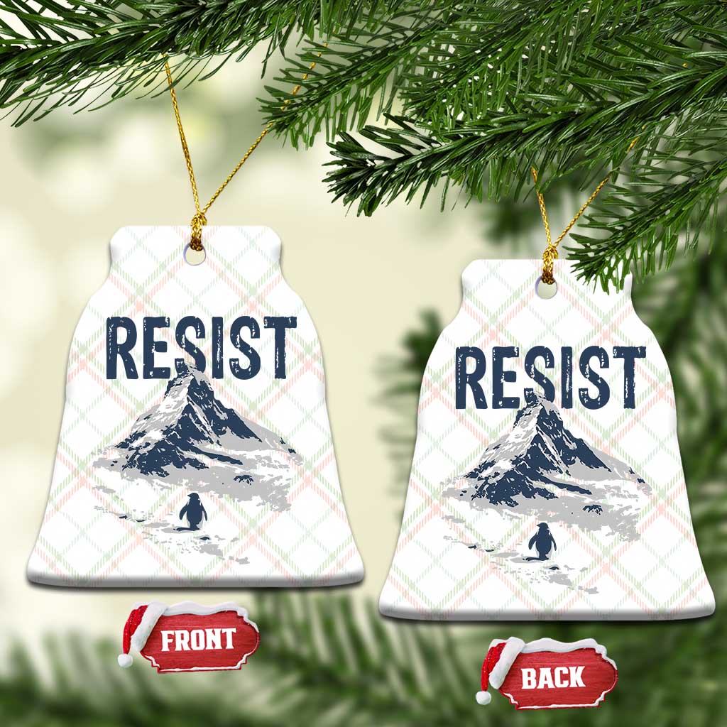 Funny Penguin Protest Ceramic Ornament Resist Penguin Mountain Hiking Meme