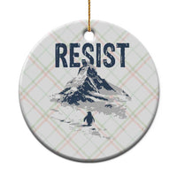 Funny Penguin Protest Ceramic Ornament Resist Penguin Mountain Hiking Meme