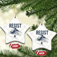 Funny Penguin Protest Ceramic Ornament Resist Penguin Mountain Hiking Meme