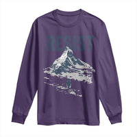 Funny Penguin Protest Long Sleeve Shirt Resist Penguin Mountain Hiking Meme
