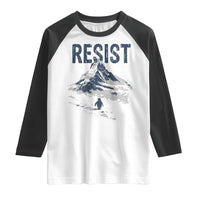 Funny Penguin Protest Raglan Shirt Resist Penguin Mountain Hiking Meme