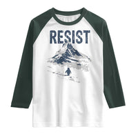 Funny Penguin Protest Raglan Shirt Resist Penguin Mountain Hiking Meme