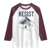 Funny Penguin Protest Raglan Shirt Resist Penguin Mountain Hiking Meme