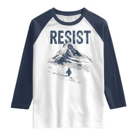 Funny Penguin Protest Raglan Shirt Resist Penguin Mountain Hiking Meme
