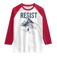 Funny Penguin Protest Raglan Shirt Resist Penguin Mountain Hiking Meme