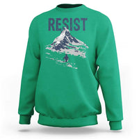 Funny Penguin Protest Sweatshirt Resist Penguin Mountain Hiking Meme