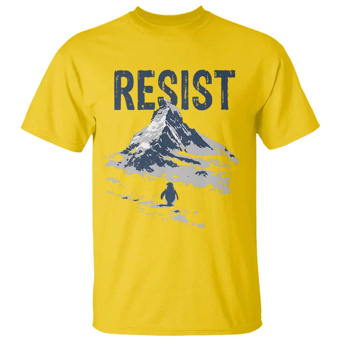 Funny Penguin Protest T Shirt Resist Penguin Mountain Hiking Meme