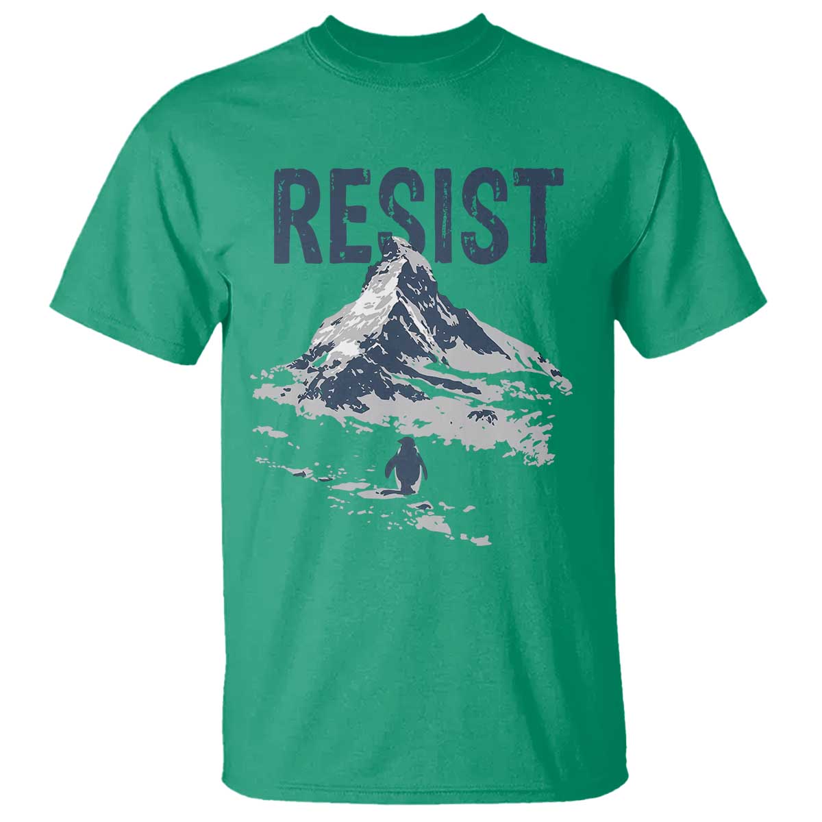 Funny Penguin Protest T Shirt Resist Penguin Mountain Hiking Meme
