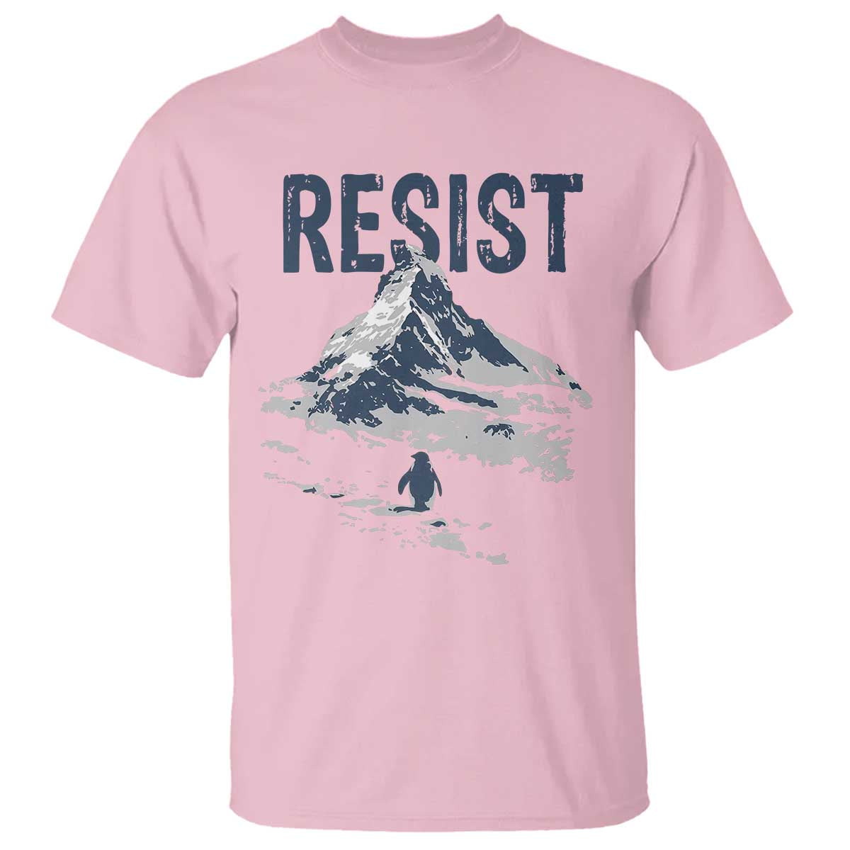Funny Penguin Protest T Shirt Resist Penguin Mountain Hiking Meme