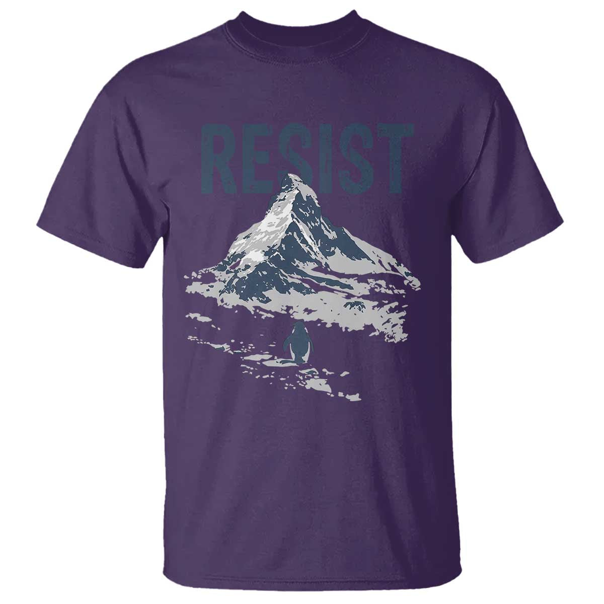 Funny Penguin Protest T Shirt Resist Penguin Mountain Hiking Meme