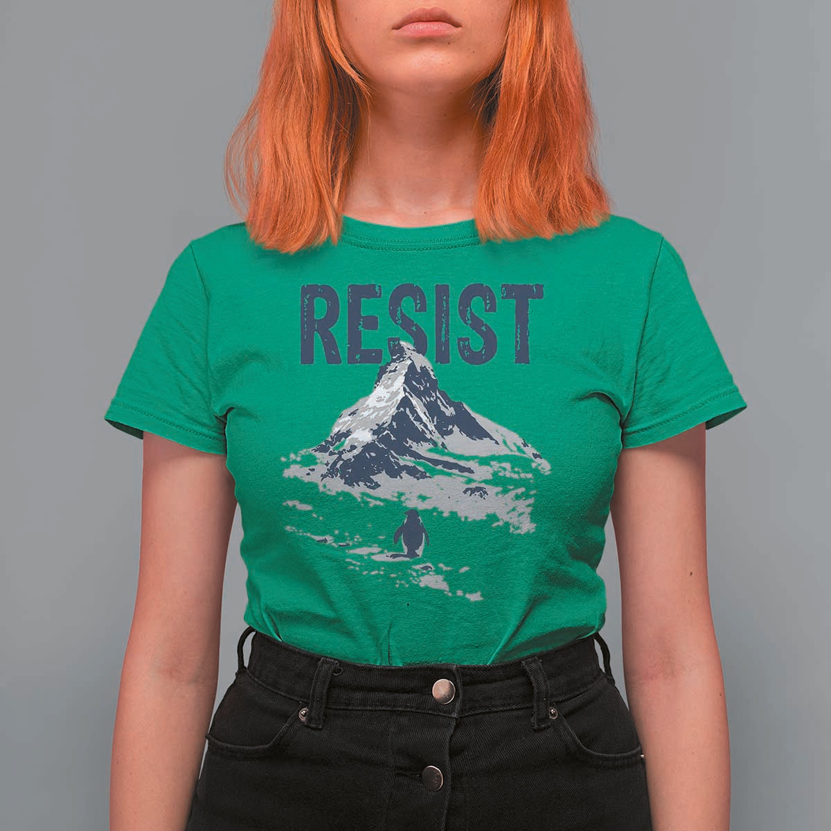 Funny Penguin Protest T Shirt For Women Resist Penguin Mountain Hiking Meme